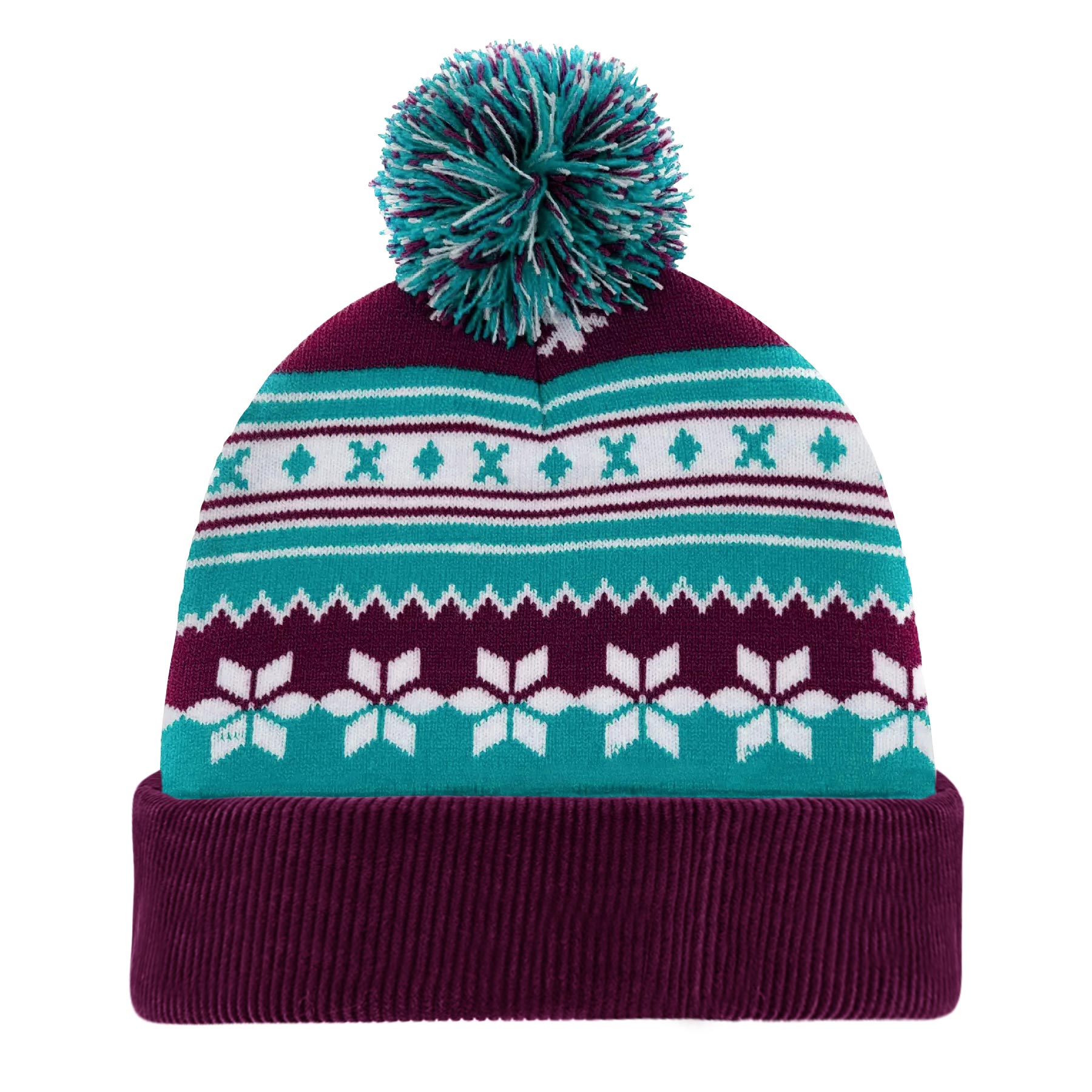 FlyFlyPromos - Knitted Acrylic Cuff Winter Beanie with Pom Image 9 - Promotional Product